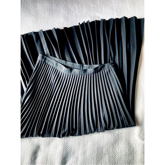 Sag Harbor Small Pleated Tea Length Skirt Black Vintage 10P Midi - Picture 2 of 6